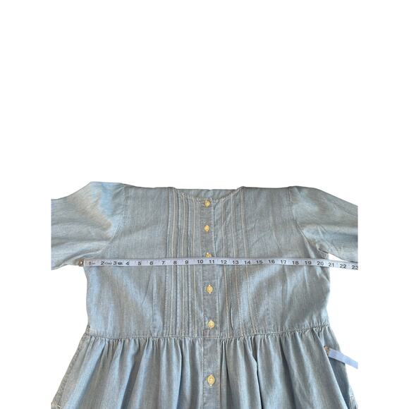 Eddie Bauer Dress Chambray Denim Festival Heritage Cottagecore Midi Medium Tall - Picture 9 of 12